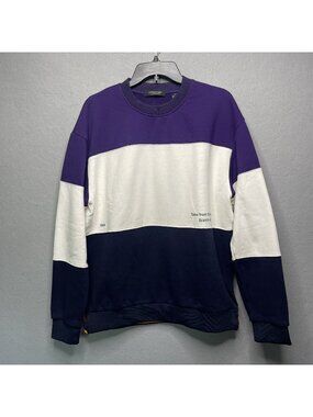 Scotch & Soda Mens Colorblock Sweatshirt Purple Navy White Size L Crewneck